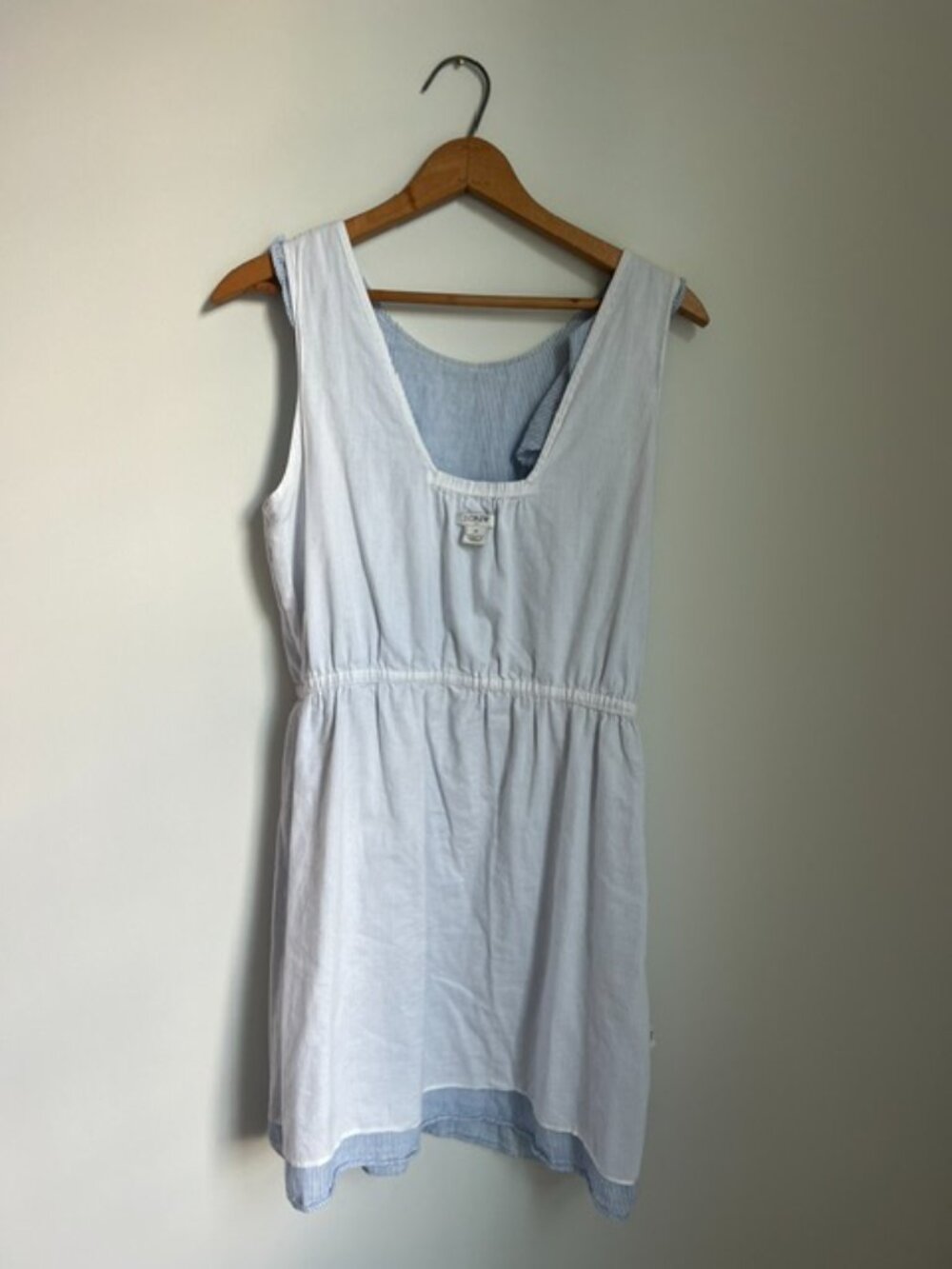 JCREW | Light Blue & White Striped Cotton Linen Sleeveless Mini Dress Size 8 - Picture 11 of 16